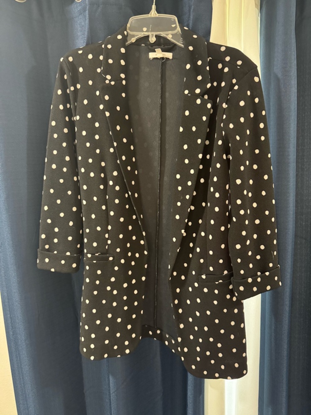 Maurices Black Blazer with White Polka Dots